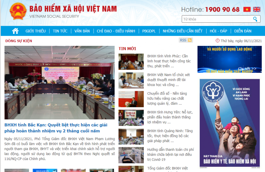 Website Bảo hiểm xã hội Việt Nam